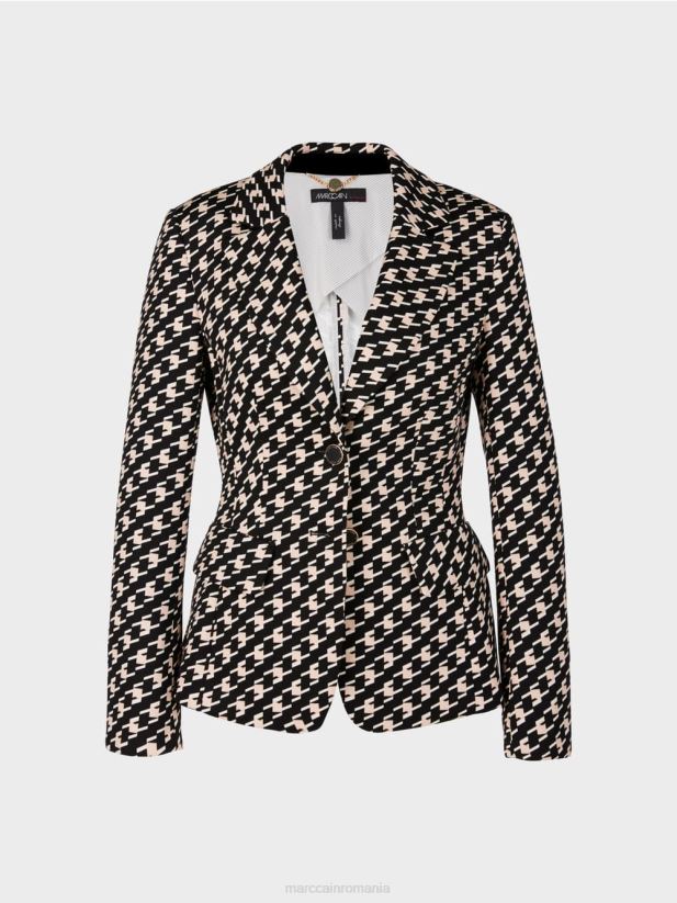 blazer clasic în carouri de cioban Marc Cain negru îmbrăcăminte 4826HH205