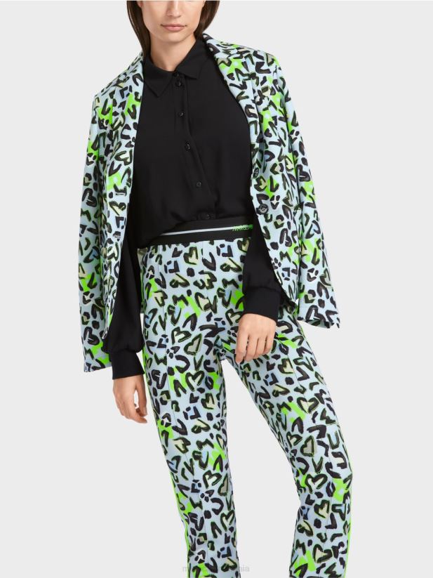 blazer croit cu imprimeu peste tot Marc Cain albastru pudra moale îmbrăcăminte 4826HH165