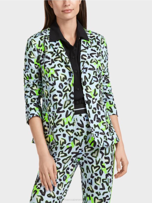 blazer croit cu imprimeu peste tot Marc Cain albastru pudra moale îmbrăcăminte 4826HH165