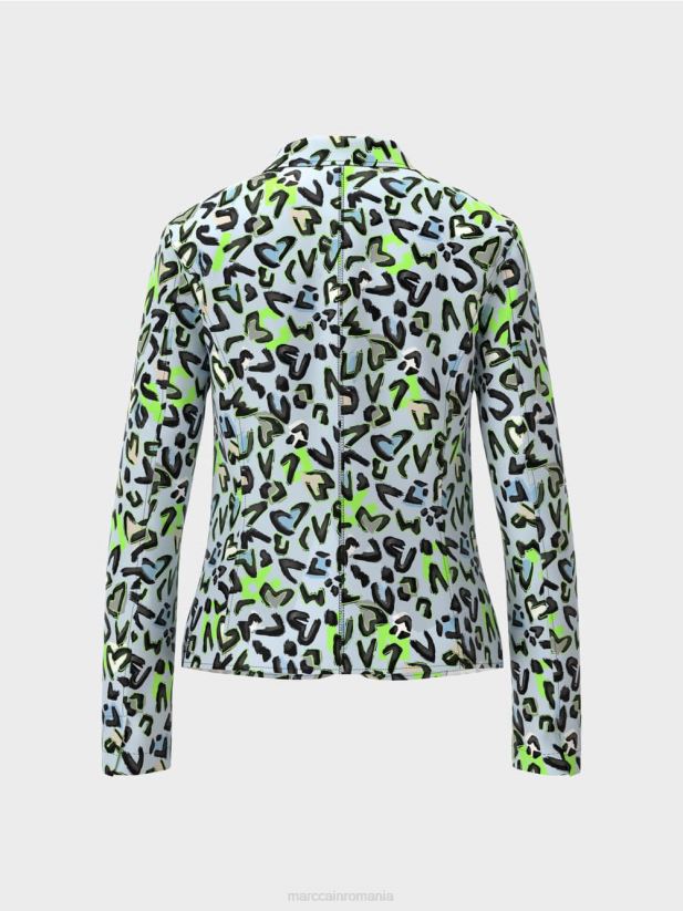 blazer croit cu imprimeu peste tot Marc Cain albastru pudra moale îmbrăcăminte 4826HH165