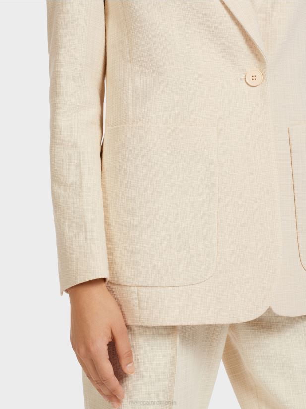 blazer cu aspect de in Marc Cain cremă îmbrăcăminte 4826HH207