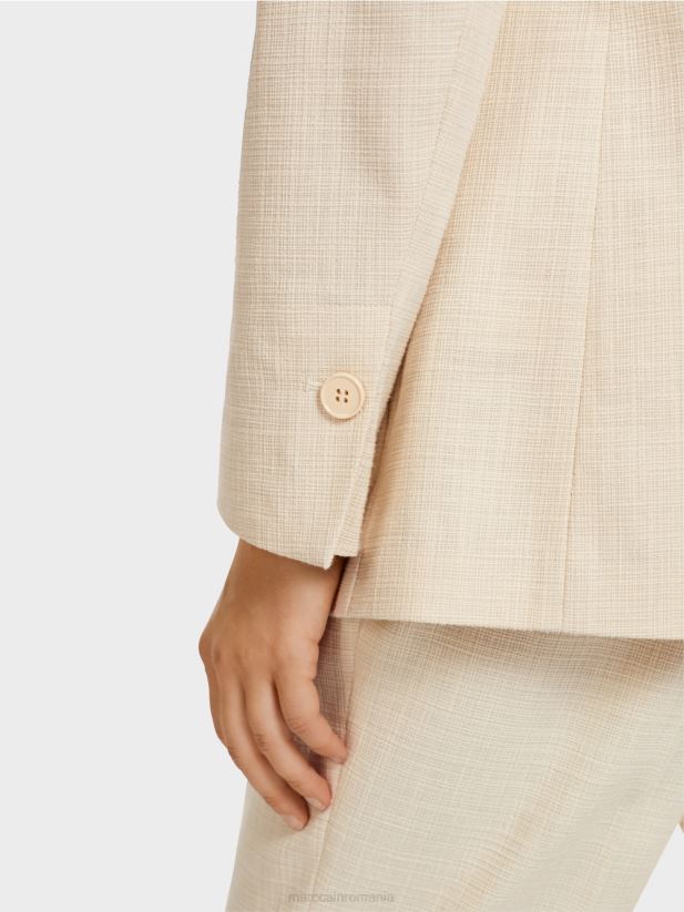 blazer cu aspect de in Marc Cain cremă îmbrăcăminte 4826HH207