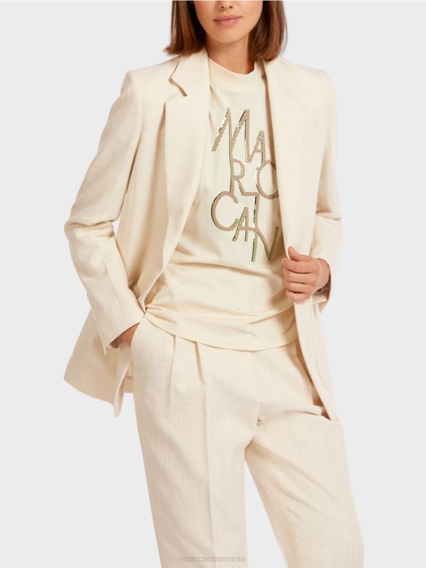 blazer cu aspect de in Marc Cain cremă îmbrăcăminte 4826HH207