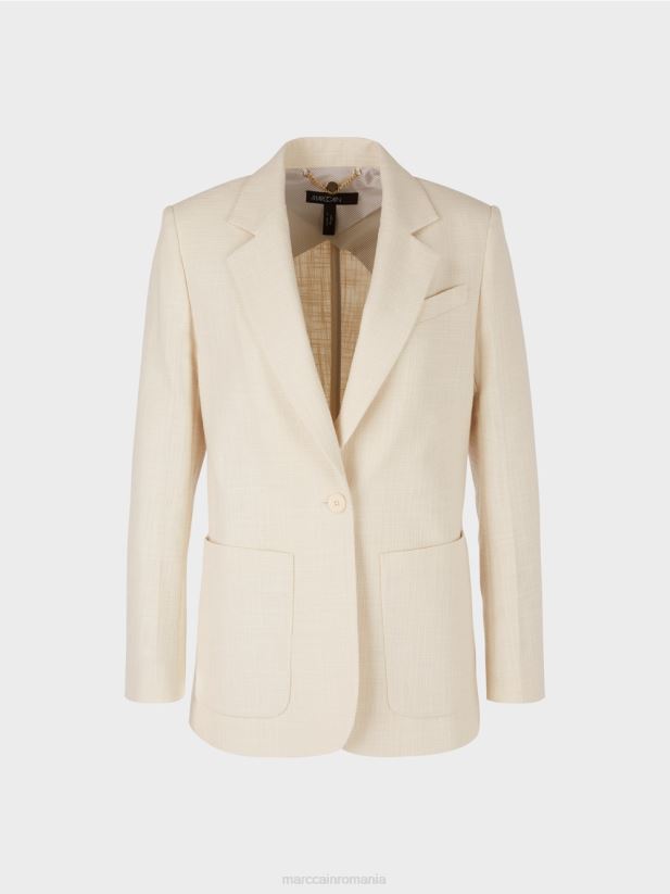 blazer cu aspect de in Marc Cain cremă îmbrăcăminte 4826HH207