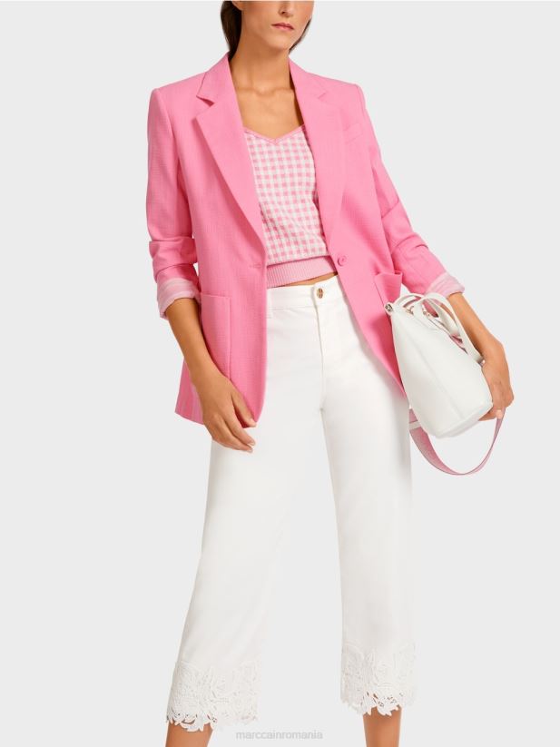 blazer cu aspect de in Marc Cain roz aprins îmbrăcăminte 4826HH196