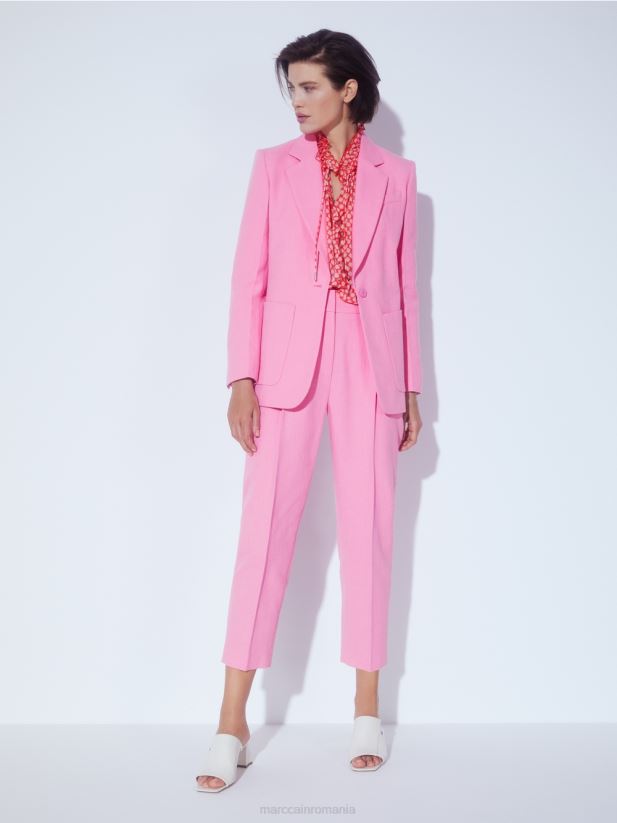 blazer cu aspect de in Marc Cain roz aprins îmbrăcăminte 4826HH196