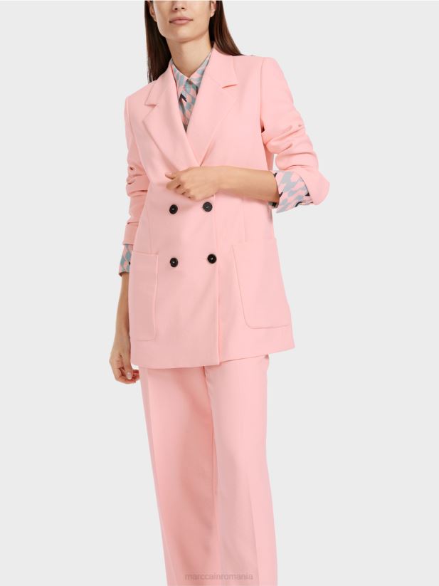 blazer cu aspect sifonat Marc Cain roz pudra moale îmbrăcăminte 4826HH173