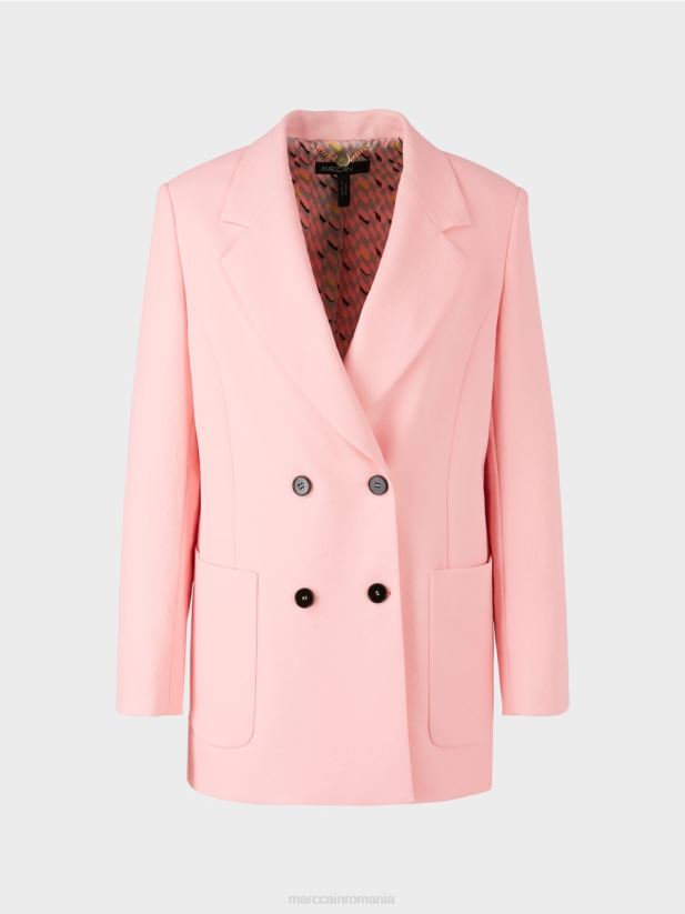blazer cu aspect sifonat Marc Cain roz pudra moale îmbrăcăminte 4826HH173
