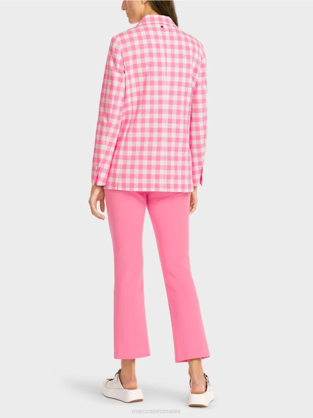 blazer cu carouri vichy Marc Cain roz aprins îmbrăcăminte 4826HH194