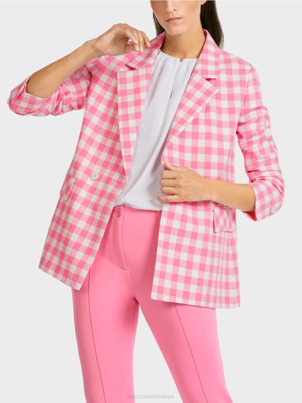blazer cu carouri vichy Marc Cain roz aprins îmbrăcăminte 4826HH194