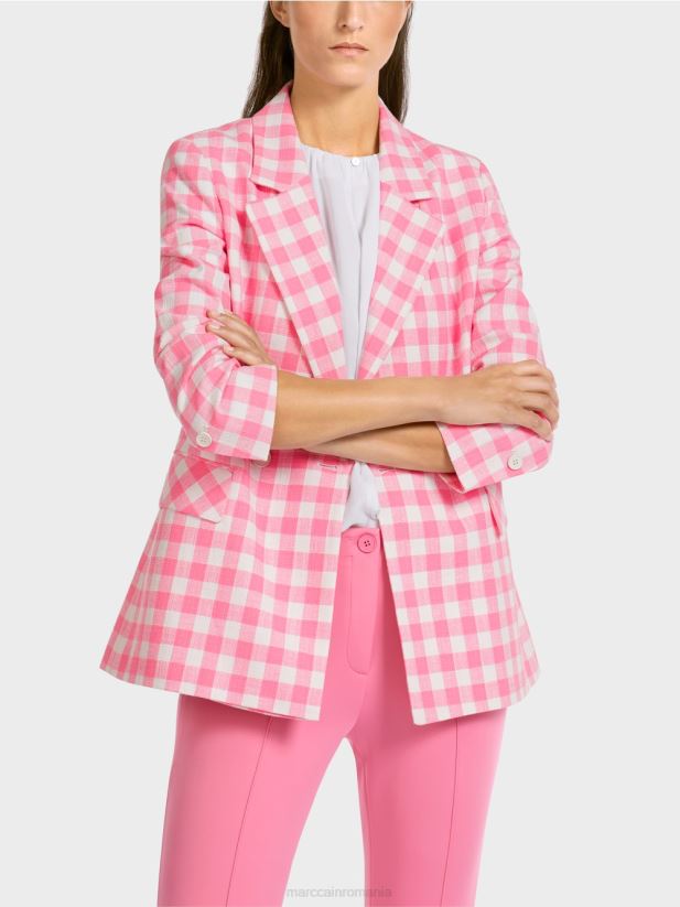 blazer cu carouri vichy Marc Cain roz aprins îmbrăcăminte 4826HH194