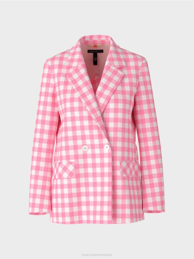 blazer cu carouri vichy Marc Cain roz aprins îmbrăcăminte 4826HH194
