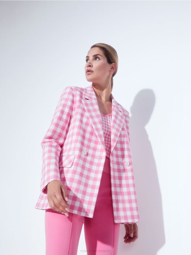 blazer cu carouri vichy Marc Cain roz aprins îmbrăcăminte 4826HH194