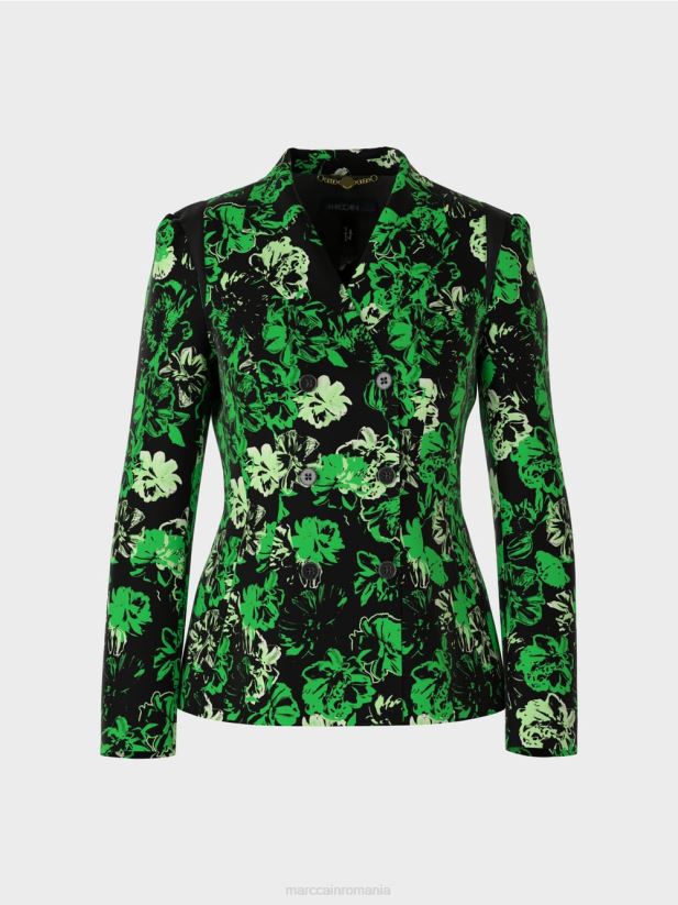 blazer cu design floral Marc Cain verde măr închis îmbrăcăminte 4826HH151