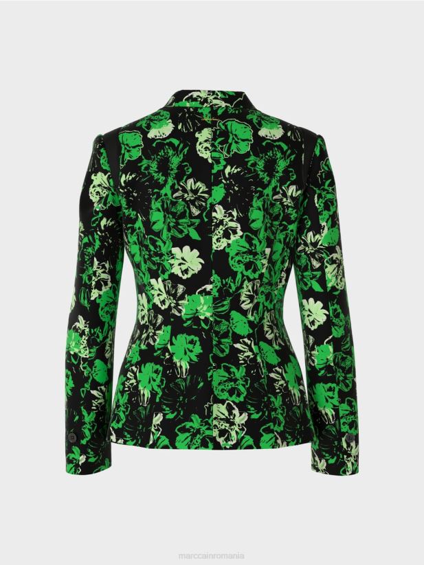 blazer cu design floral Marc Cain verde măr închis îmbrăcăminte 4826HH151