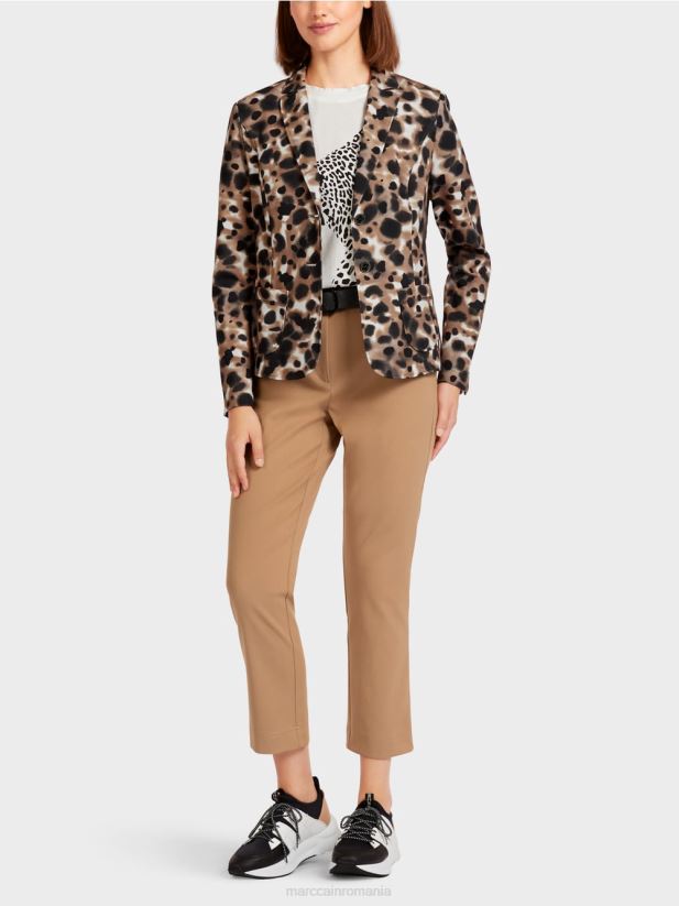 blazer cu design leopard Marc Cain cafea ușoară îmbrăcăminte 4826HH199