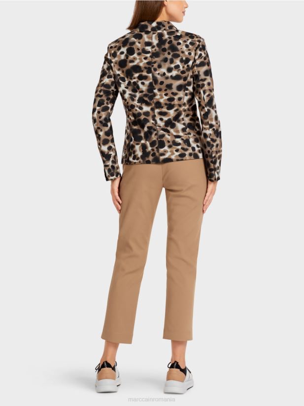 blazer cu design leopard Marc Cain cafea ușoară îmbrăcăminte 4826HH199