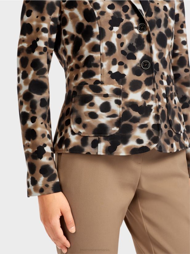 blazer cu design leopard Marc Cain cafea ușoară îmbrăcăminte 4826HH199
