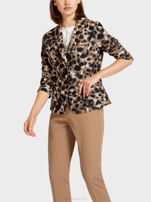 blazer cu design leopard Marc Cain cafea ușoară îmbrăcăminte 4826HH199
