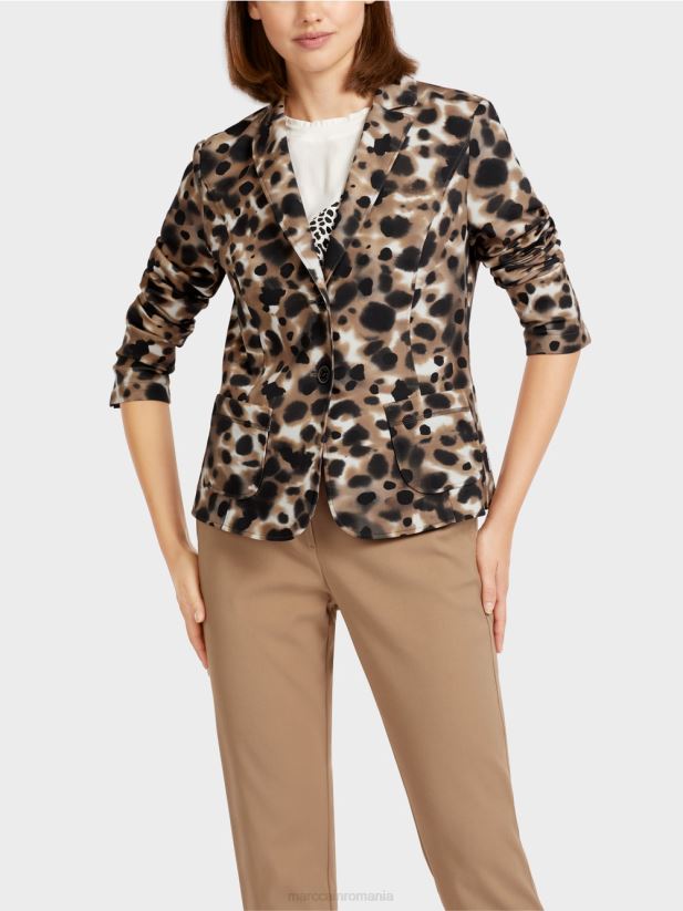 blazer cu design leopard Marc Cain cafea ușoară îmbrăcăminte 4826HH199