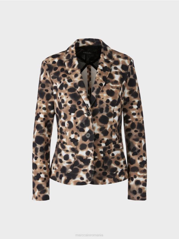 blazer cu design leopard Marc Cain cafea ușoară îmbrăcăminte 4826HH199