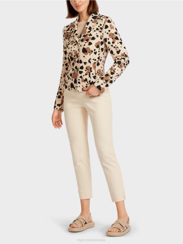blazer cu design leopard în formă de inimă Marc Cain cremă îmbrăcăminte 4826HH204