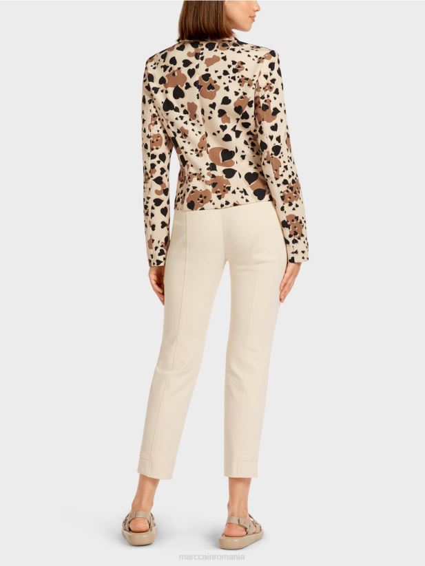 blazer cu design leopard în formă de inimă Marc Cain cremă îmbrăcăminte 4826HH204