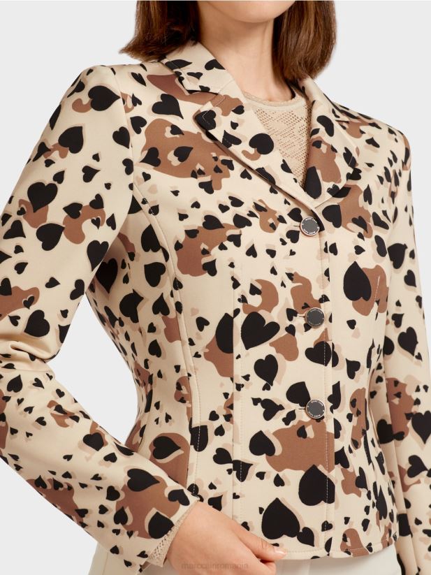 blazer cu design leopard în formă de inimă Marc Cain cremă îmbrăcăminte 4826HH204