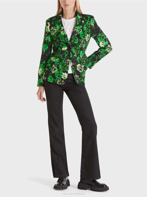 blazer cu imprimeu de flori Marc Cain verde măr închis îmbrăcăminte 4826HH153