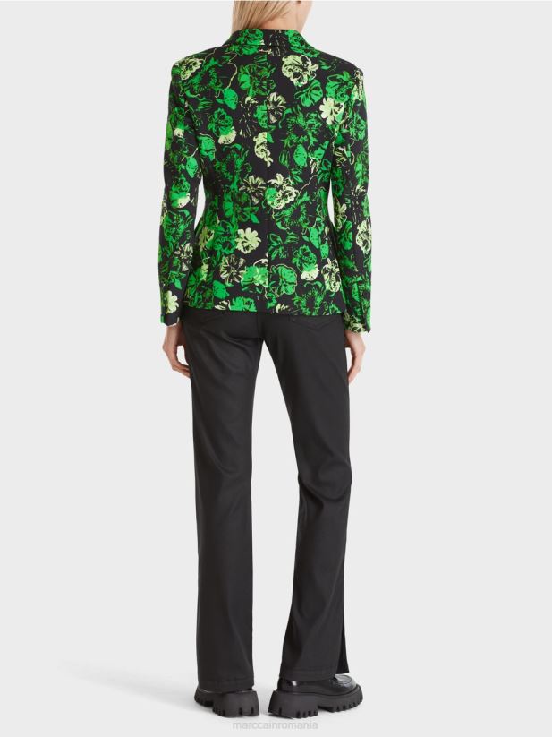 blazer cu imprimeu de flori Marc Cain verde măr închis îmbrăcăminte 4826HH153