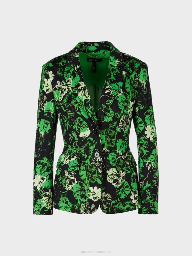 blazer cu imprimeu de flori Marc Cain verde măr închis îmbrăcăminte 4826HH153