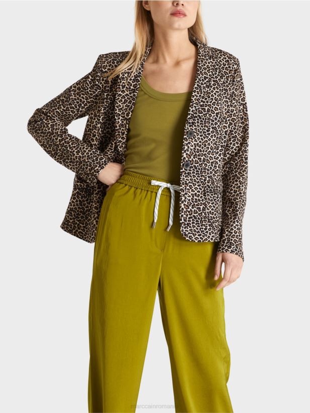 blazer cu imprimeu leu Marc Cain cremă pudră îmbrăcăminte 4826HH197