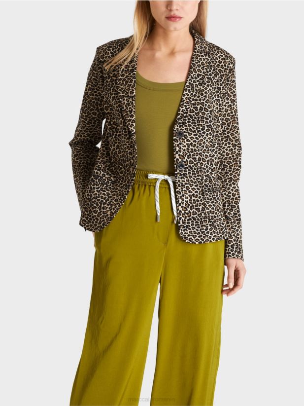 blazer cu imprimeu leu Marc Cain cremă pudră îmbrăcăminte 4826HH197