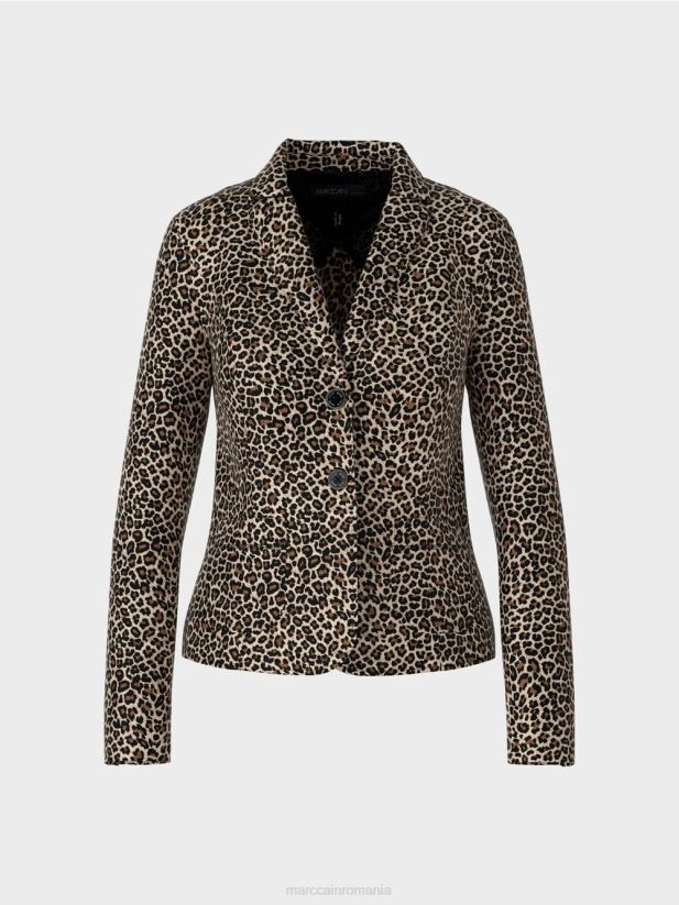 blazer cu imprimeu leu Marc Cain cremă pudră îmbrăcăminte 4826HH197