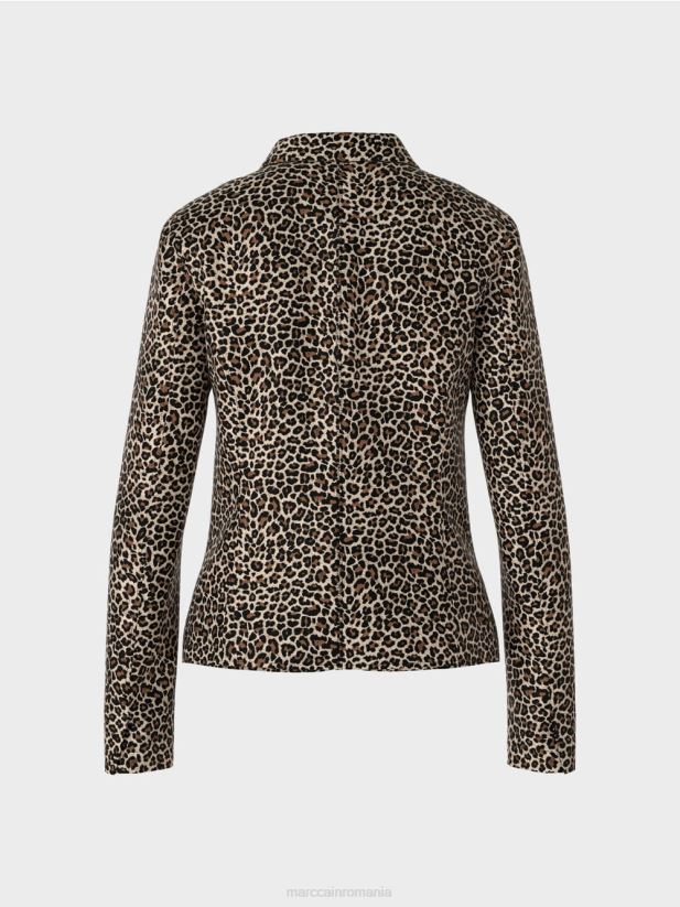 blazer cu imprimeu leu Marc Cain cremă pudră îmbrăcăminte 4826HH197