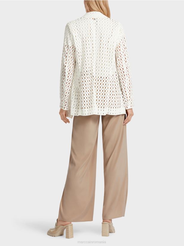 blazer cu model perforat Marc Cain aproape alb îmbrăcăminte 4826HH189