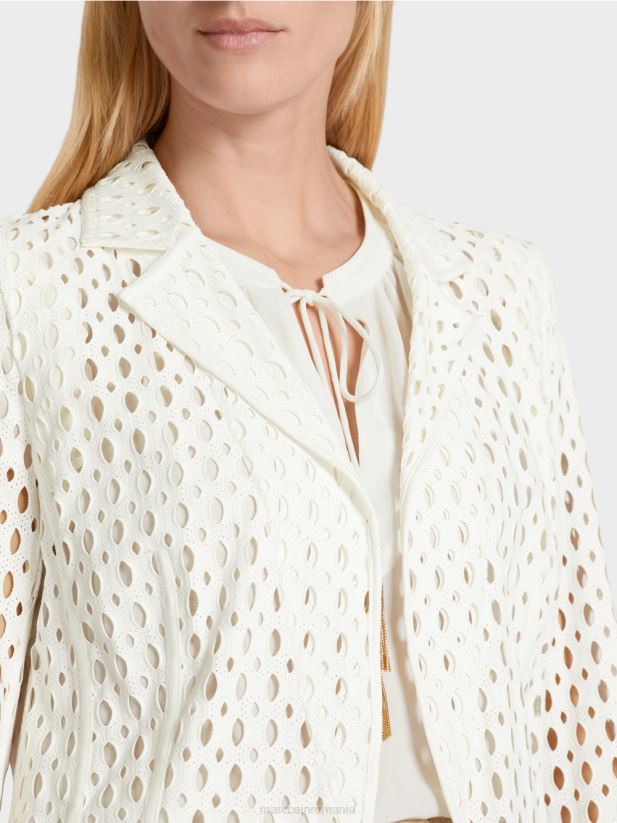 blazer cu model perforat Marc Cain aproape alb îmbrăcăminte 4826HH189