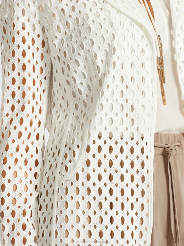 blazer cu model perforat Marc Cain aproape alb îmbrăcăminte 4826HH189