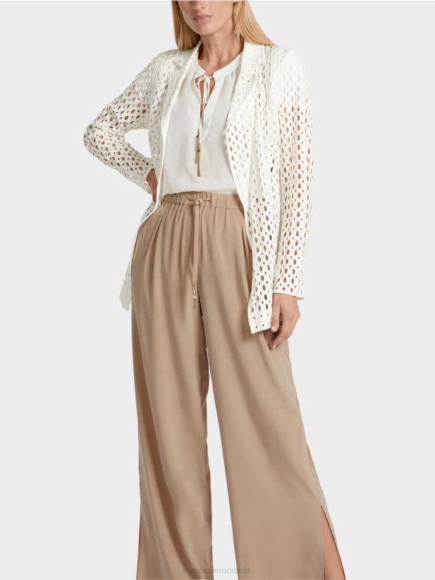 blazer cu model perforat Marc Cain aproape alb îmbrăcăminte 4826HH189