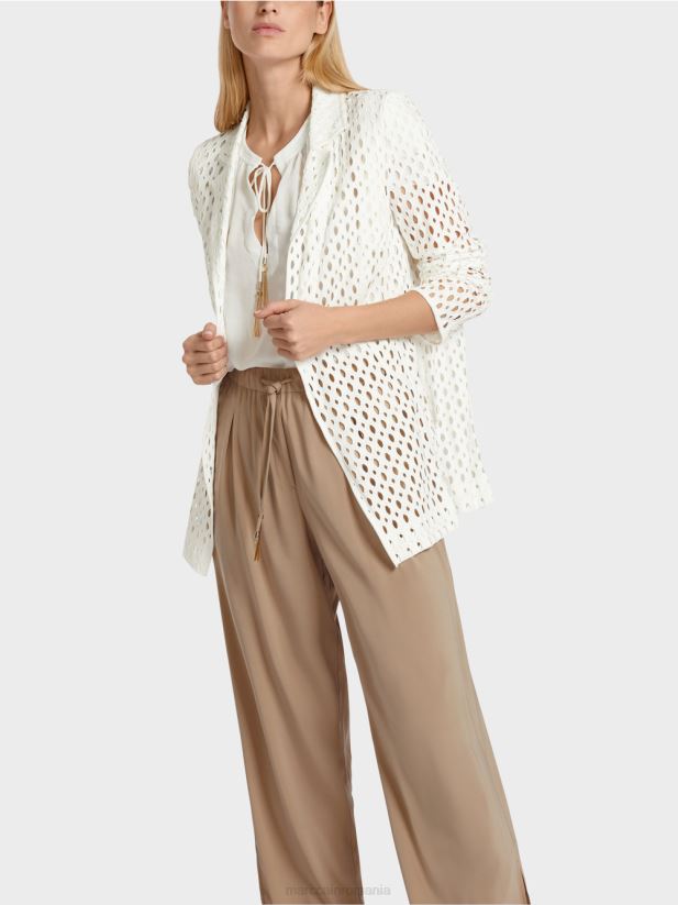 blazer cu model perforat Marc Cain aproape alb îmbrăcăminte 4826HH189
