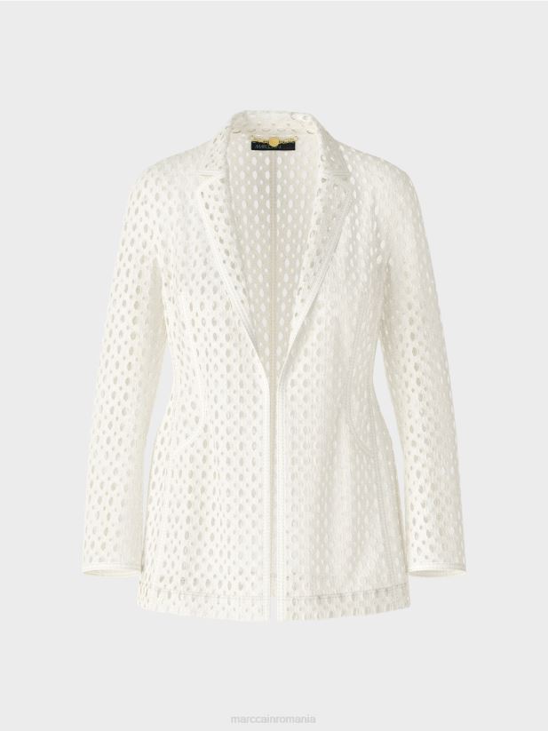 blazer cu model perforat Marc Cain aproape alb îmbrăcăminte 4826HH189