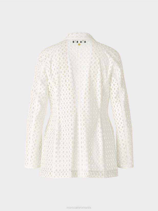 blazer cu model perforat Marc Cain aproape alb îmbrăcăminte 4826HH189