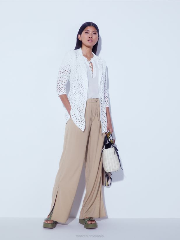 blazer cu model perforat Marc Cain aproape alb îmbrăcăminte 4826HH189