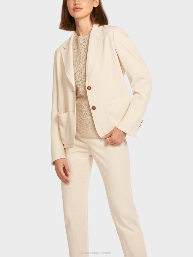 blazer cu rever larg Marc Cain cremă îmbrăcăminte 4826HH203