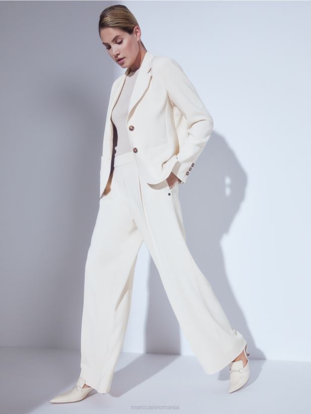 blazer cu rever larg Marc Cain cremă îmbrăcăminte 4826HH203