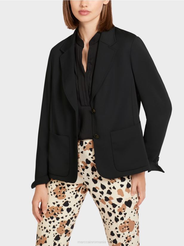 blazer cu rever larg Marc Cain negru îmbrăcăminte 4826HH206