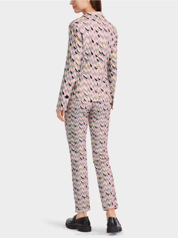 blazer de design grafic Marc Cain albastru închis la cer îmbrăcăminte 4826HH170