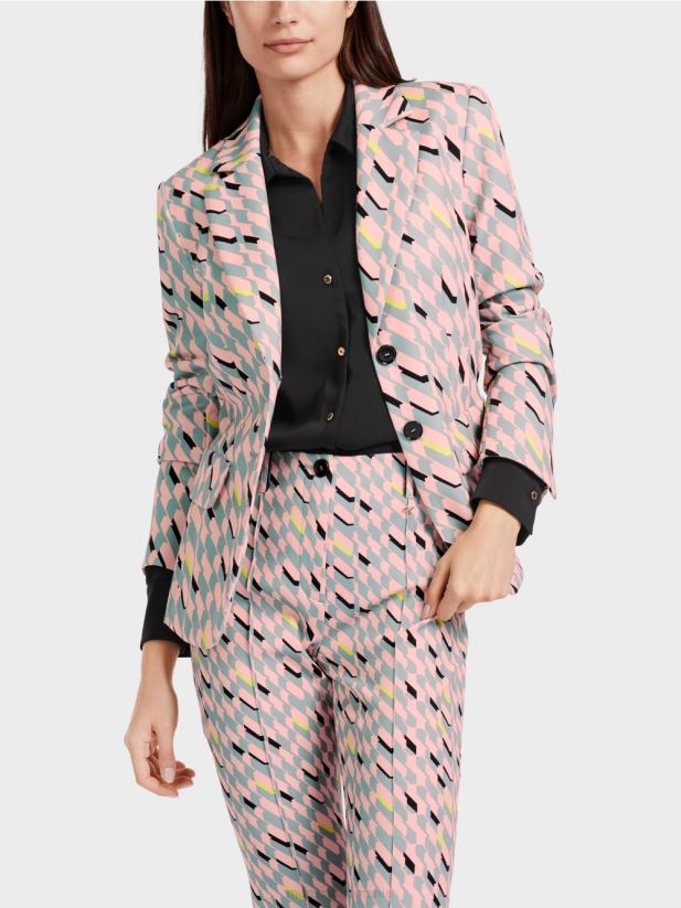 blazer de design grafic Marc Cain albastru închis la cer îmbrăcăminte 4826HH170