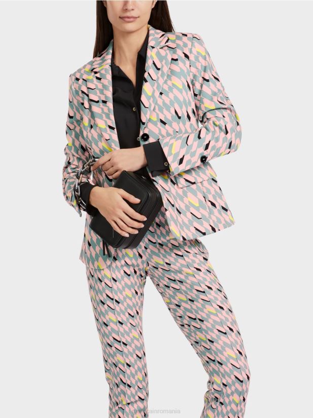 blazer de design grafic Marc Cain albastru închis la cer îmbrăcăminte 4826HH170