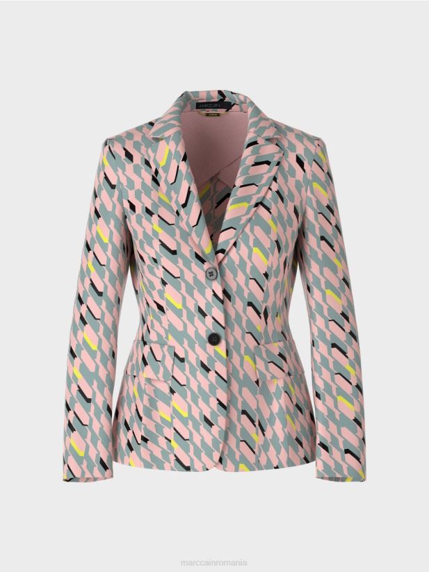 blazer de design grafic Marc Cain albastru închis la cer îmbrăcăminte 4826HH170
